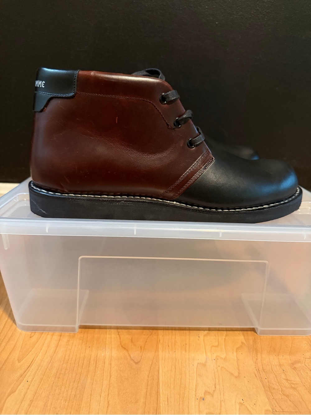 Men's Two-Tone Black and Brown Leather Chukka Boots - Classic Lace-Up